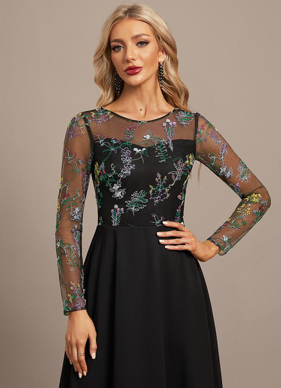 Robe Trapèze Élégance Florale Sombre - gallery 1