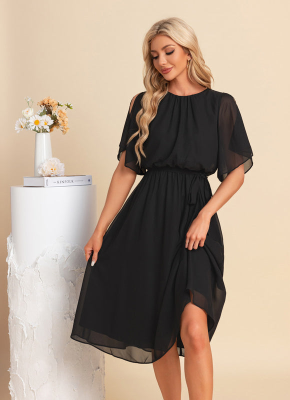 Robe Trapèze Noire Flottante - gallery 4