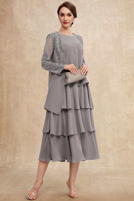 Robe Trapèze Grise Volante - gallery 2