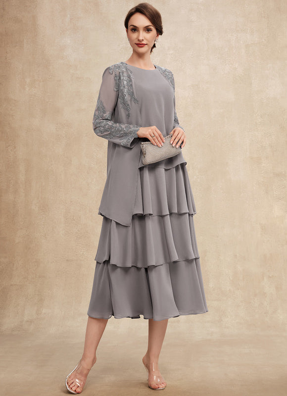 Robe Trapèze Grise Volante - gallery 2