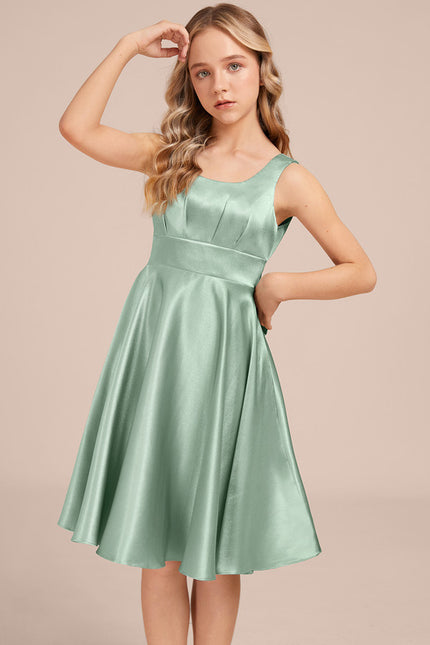 Robe Trapèze Satinée Menthe Douce - gallery 4