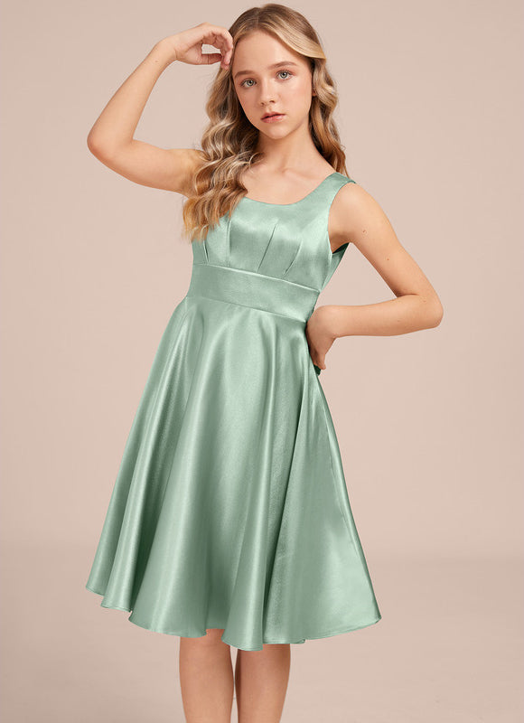 Robe Trapèze Satinée Menthe Douce - gallery 4