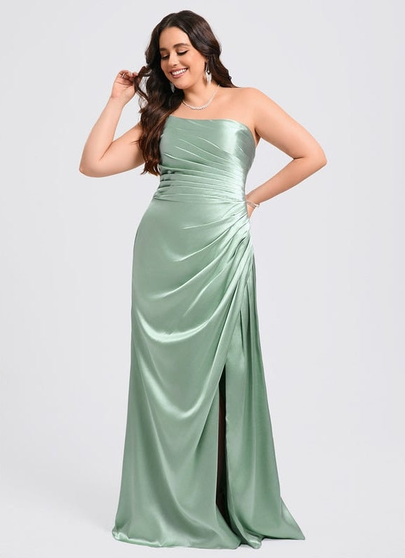 Robe Trapèze Satin Céleste - gallery 7