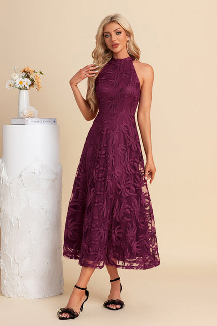 Robe Trapèze Violette Dentelle - gallery 2