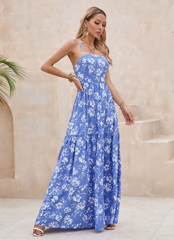 Robe Trapèze Azur Florale - gallery 3