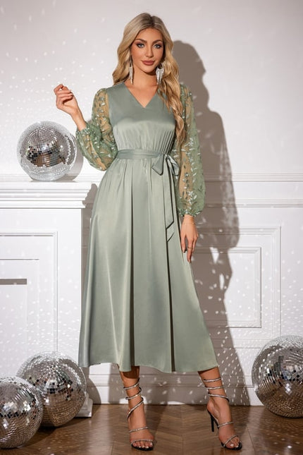 Robe Trapèze Lueur Émeraude - gallery 4