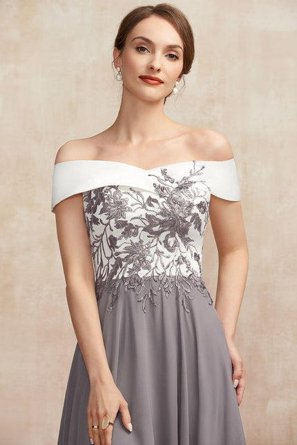 Robe Trapèze Satin Éclat Grisé - gallery 3