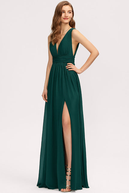 Robe Trapèze Bleu Élégant Longue - gallery 6