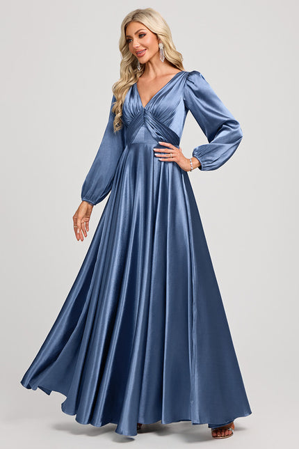 Robe Trapèze Satin Doré Élégante - gallery 2