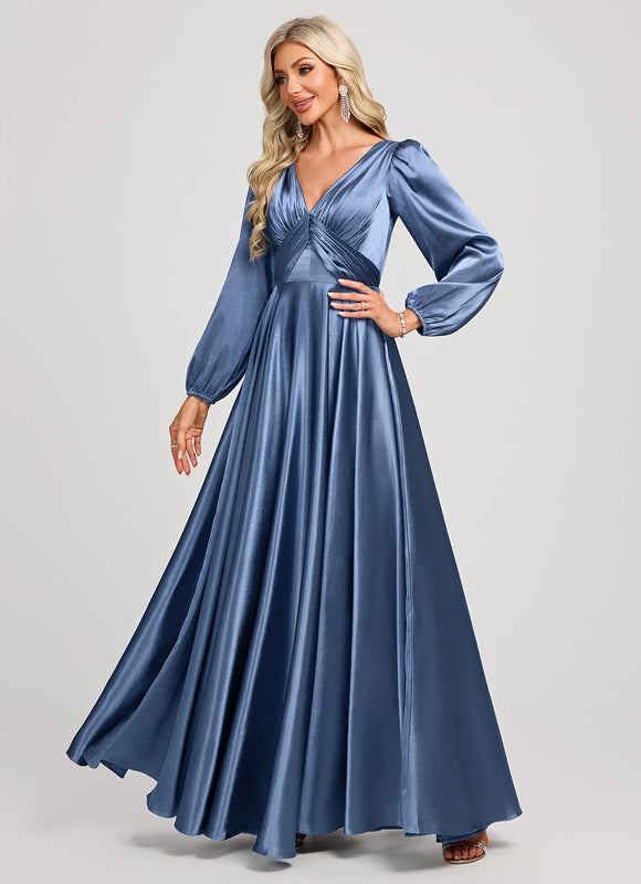 Robe Trapèze Satin Doré Élégante - gallery 2