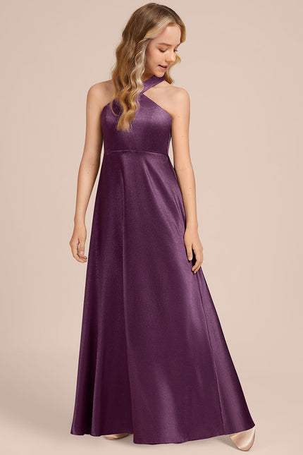 Robe Trapèze Violet Satiné Chic - gallery 1