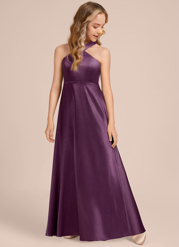 Robe Trapèze Violet Satiné Chic - gallery 1
