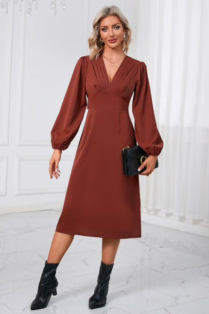 Robe Trapèze Chocolat Satinée - gallery 4