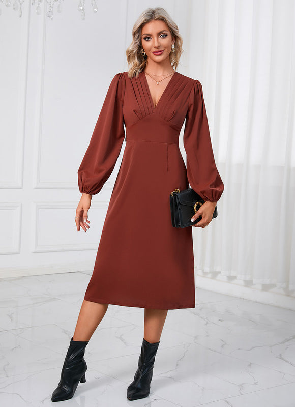 Robe Trapèze Chocolat Satinée - gallery 4