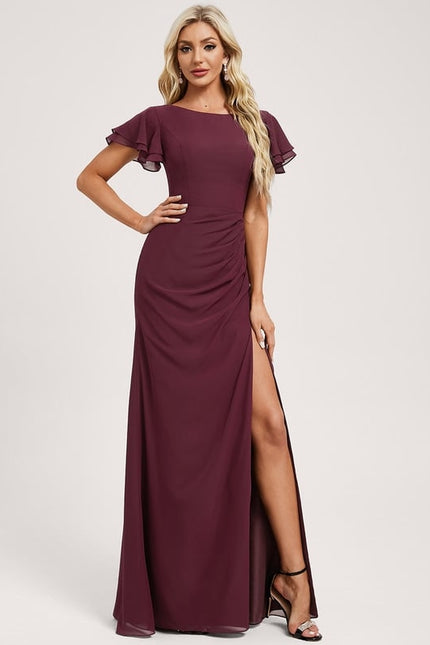 Robe Trapèze Bordeaux Fluide - gallery 2