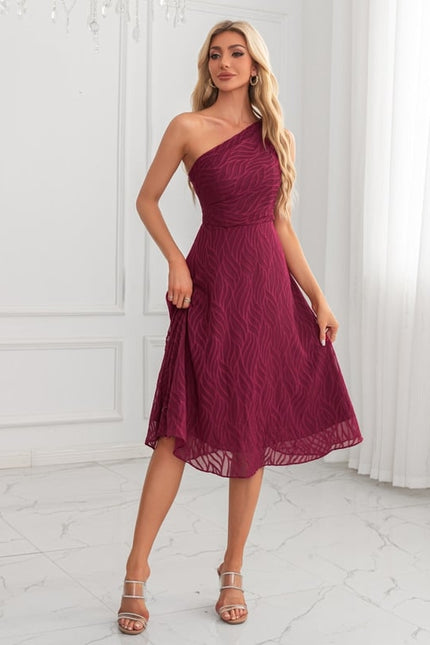 Robe Trapèze Bordeaux Ondulée - gallery 1