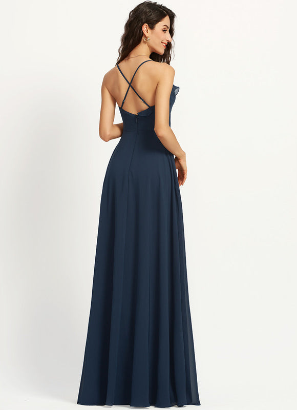 Robe Trapèze Longue Beige Élégante - gallery 4