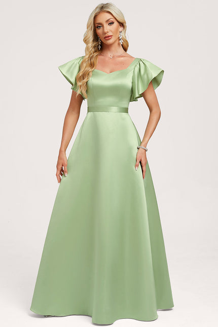 Robe Trapèze Fluide Vert Pâle - gallery 1