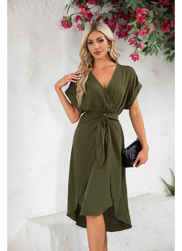 Robe Trapèze Olive Fluide - gallery 1