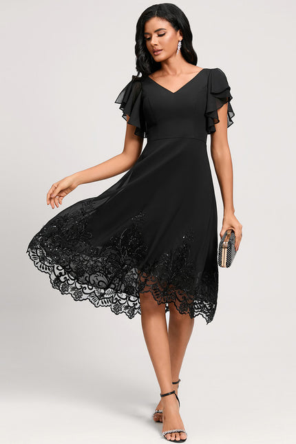 Robe Trapèze Chic Noir Dentelle - gallery 2