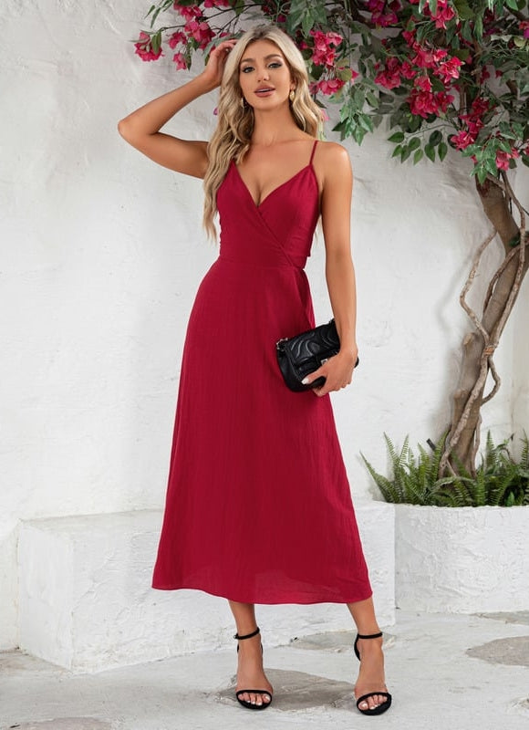 Robe Trapèze Rouge Flottant - gallery 3