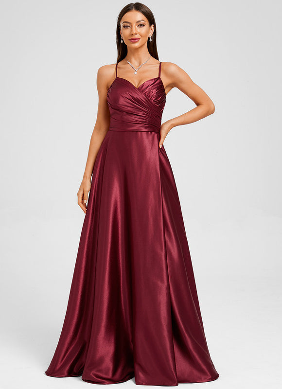Robe Trapèze Satin Bleu Profond