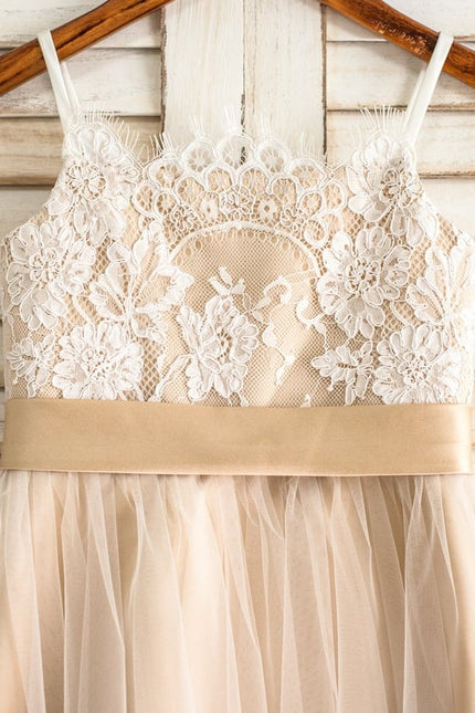 Robe Trapèze Crème Dentelle Tulle<Br> - gallery 4