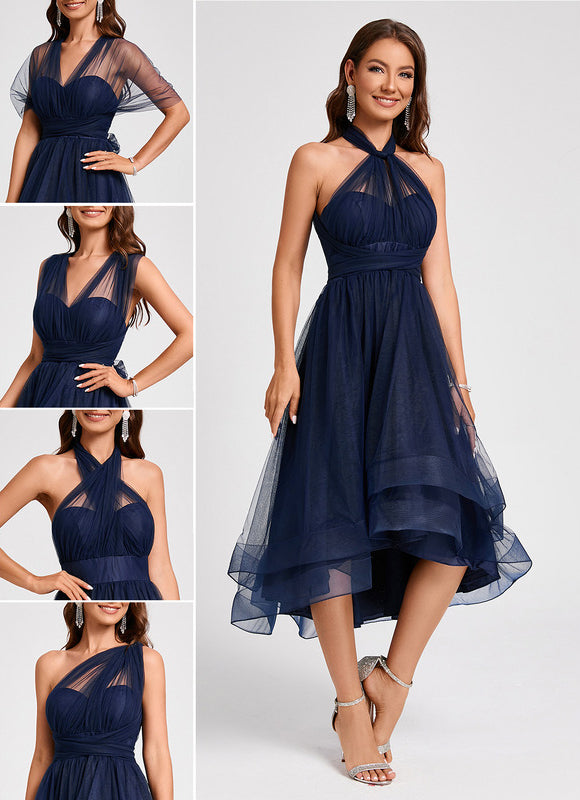 Robe Trapèze Élégance Marine Tulle