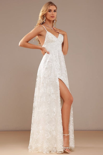 Robe Trapèze Blanche Dentelle Mariage - gallery 5