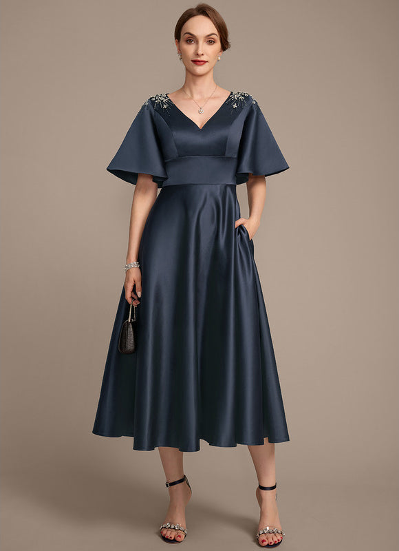 Robe Trapèze Nocturne Satinée