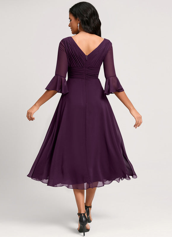 Robe Trapèze Florale Marine - gallery 1