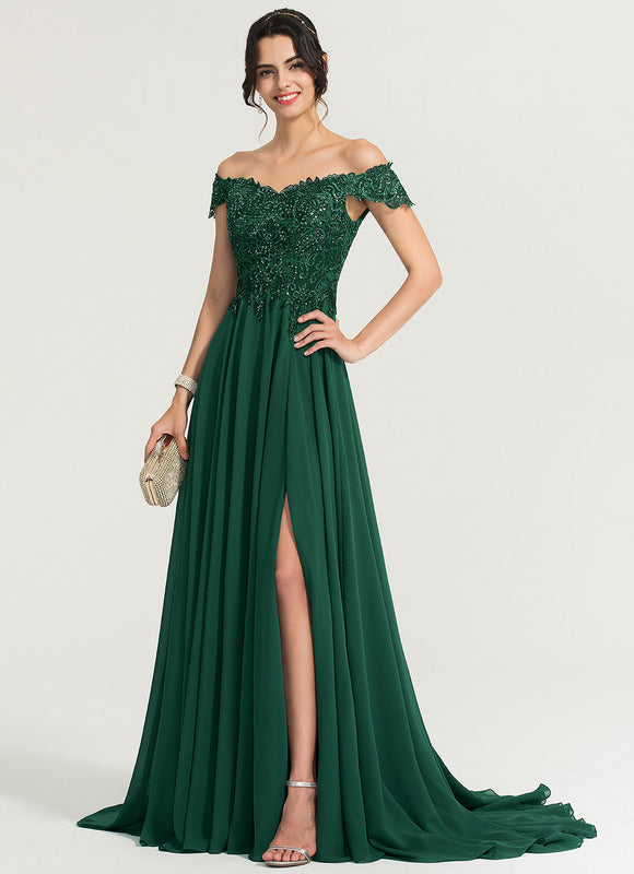 Robe Trapèze Verte Bal De Dentelle Pâles