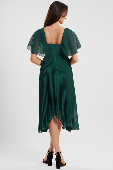 Robe Trapèze Plissée Émeraude - gallery 3