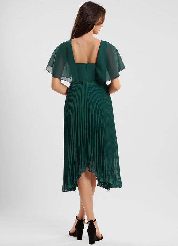 Robe Trapèze Plissée Émeraude - gallery 3