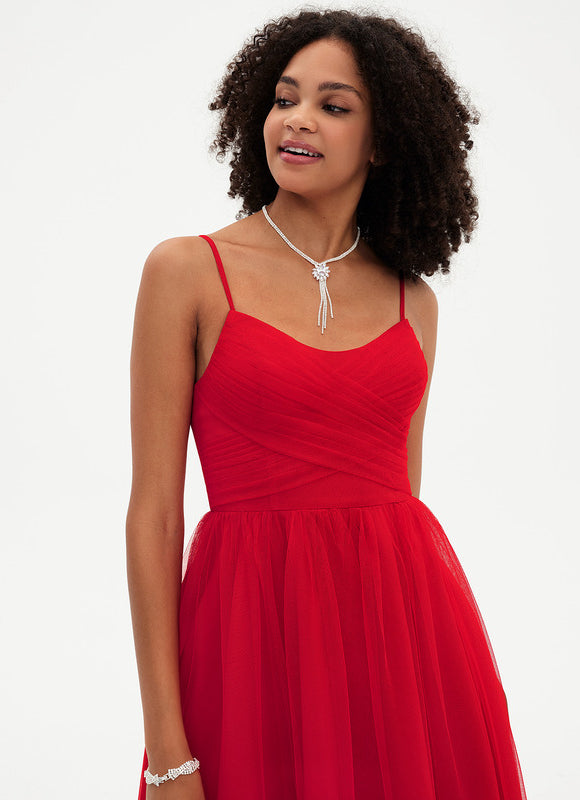 Robe Trapèze Rouge Tulle Aérien - gallery 6