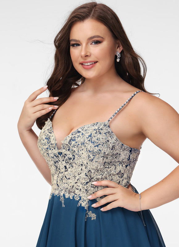 Robe Trapèze Bleu Marine Dentelle Et Mousseline - gallery 9