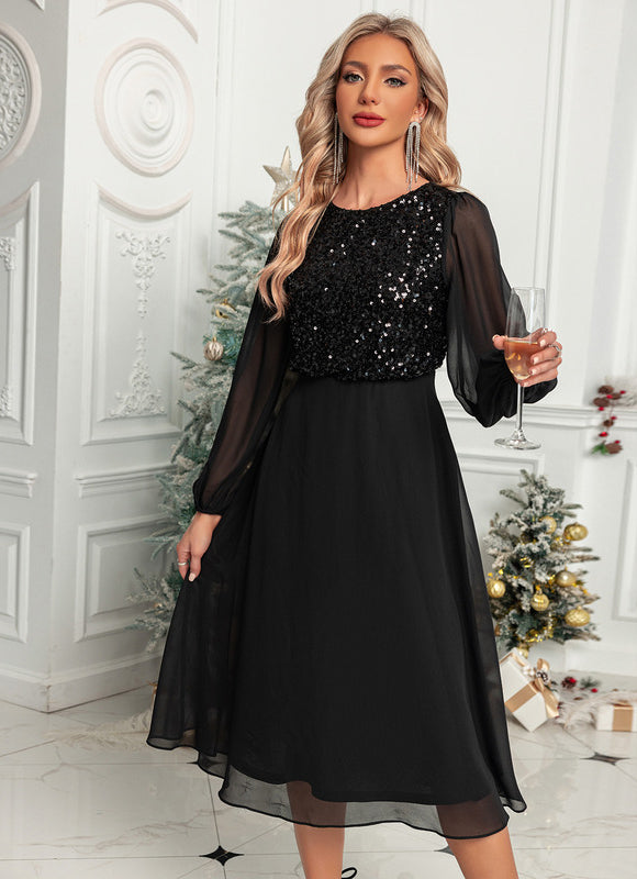 Robe Trapèze Pailletée Aérienne - gallery 2