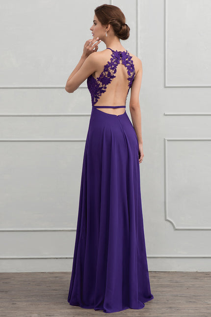 Robe Trapèze Violet Longue Élégante - gallery 3