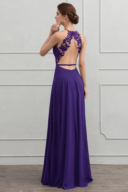 Robe Trapèze Violet Longue Élégante - gallery 3