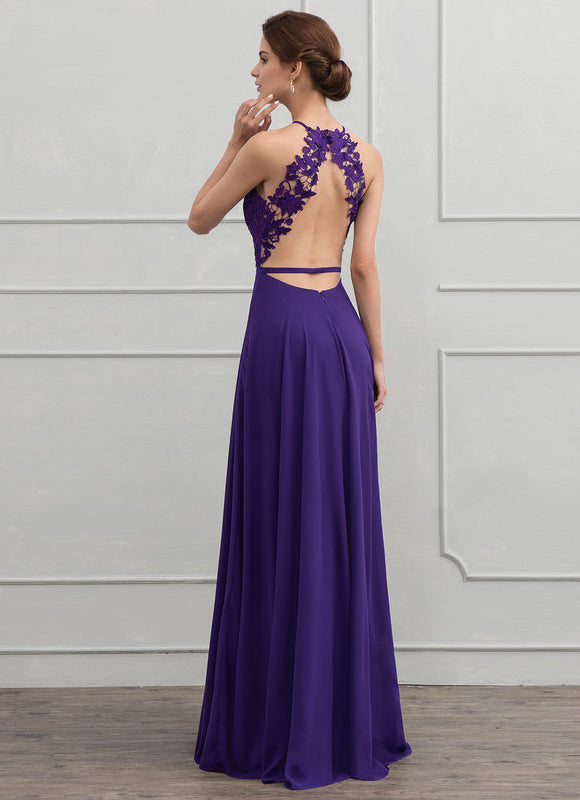 Robe Trapèze Violet Longue Élégante - gallery 3