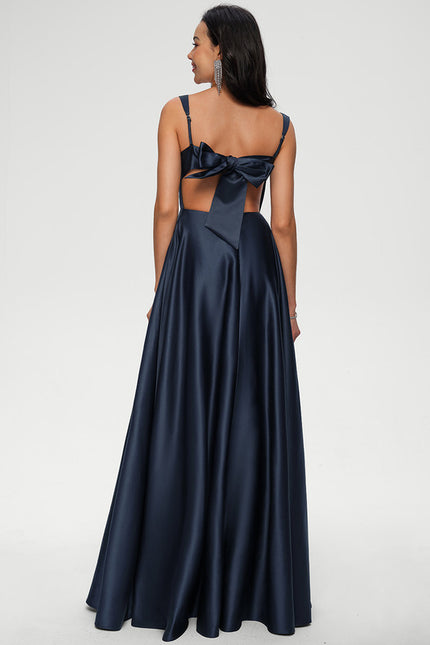 Robe Trapèze Nuit De Satin Profond - gallery 1