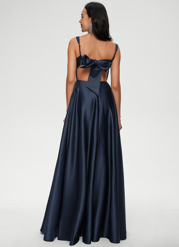 Robe Trapèze Nuit De Satin Profond - gallery 1