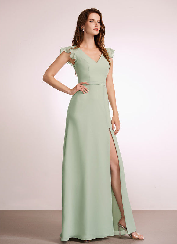 Robe Trapèze Longue Beige Élégante - gallery 1