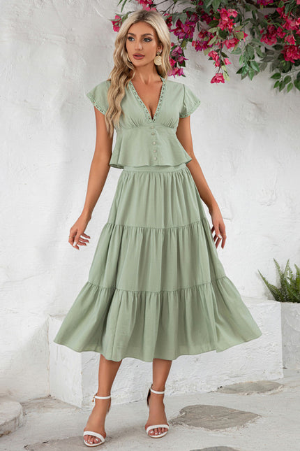 Robe Trapèze Vert Tendre - gallery 2