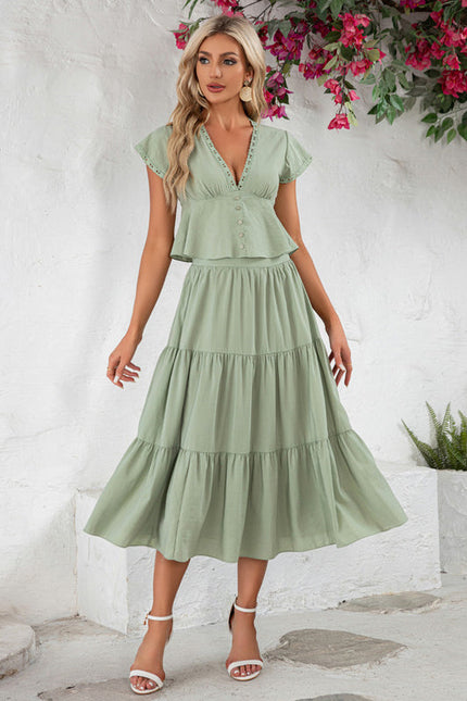 Robe Trapèze Vert Tendre - gallery 2