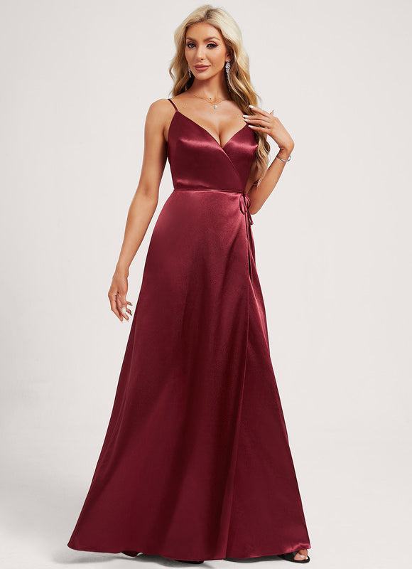 Robe Trapèze Satin Doré Élégante - gallery 2