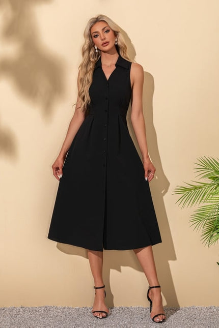 Robe Trapèze Élégante Noire - gallery 2