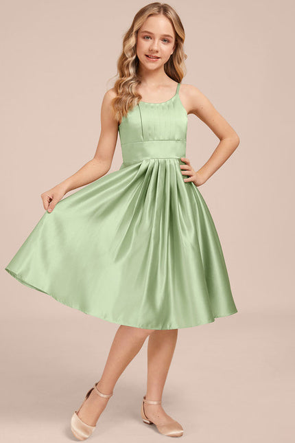 Robe Trapèze Satin Vert Tendre - gallery 3