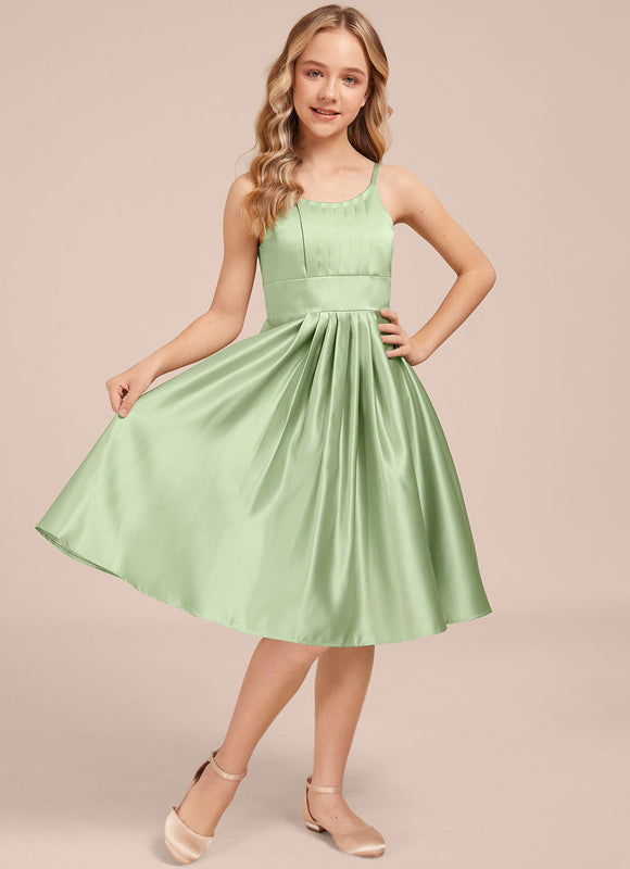 Robe Trapèze Satin Vert Tendre - gallery 3