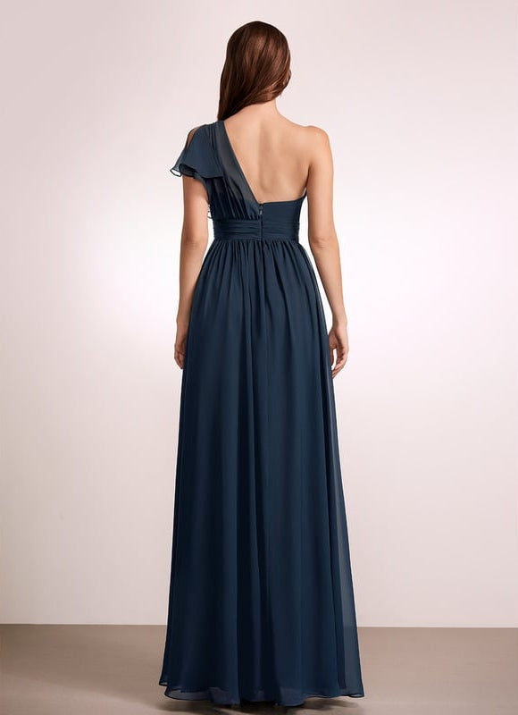 Robe Trapèze Asymétrique Beige - gallery 4